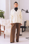 O-WHITE-V-NECK FULL SLEEVES CARDIGAN SWEATER (24X-006-66)