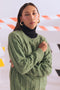 GREEN-ROUND NECK RAGLAN SLEEVES CARDIGAN SWEATER (24X-007-66)