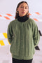 GREEN-ROUND NECK RAGLAN SLEEVES CARDIGAN SWEATER (24X-007-66)