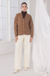 BROWN-SHAWL COLLAR FULL SLEEVES CARDIGAN SWEATER (24X-008-66)