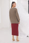 BEIGE-ROUND NECK RAGLAN SLEEVES CARDIGAN SWEATER (24X-009-66)