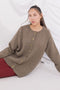 BEIGE-ROUND NECK RAGLAN SLEEVES CARDIGAN SWEATER (24X-009-66)