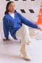 BLUE-V-NECK FULL SLEEVES CARDIGAN SWEATER (24X-010-66)