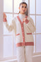 WHITE-V-NECK FULL SLEEVES CARDIGAN W-POCKET SWEATER (24X-013-66)