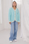 L-TURQUOISE-V-NECK FULL SLEEVES CARDIGAN SWEATER (24X-016-66)