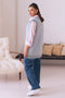 BLUE HIGH NECK SANDO CARDIGAN SWEATER (24X-026-66)