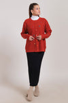 RED-WOOD-ROUND NECK FULL SLEEVES CARDIGAN SWEATER (24X-033-66)