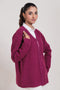 MAGENTA-V-NECK FULL SLEEVES CARDIGAN SWEATER (24X-034-66)