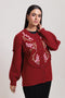 MAROON-ROUND NECK FULL SLEEVES CARDIGAN SWEATER (24X-037-66)