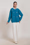 TEAL-ROUND NECK FULL SLEEVES CARDIGAN SWEATER (24X-040-66)