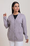 GREY-V-NECK FULL SLEEVES CARDIGAN SWEATER (24X-043-66)