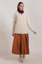 O-WHITE-ROUND NECK FULL SLEEVES CARDIGAN SWEATER (24X-045-66)