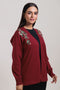 MAROON-V-NECK FULL SLEEVES CARDIGAN SWEATER (24X-048-66)