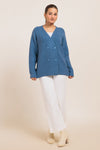 BLUE-V-NECK FULL SLEEVES CARDIGAN SWEATER (24X-050-66)