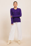 BRINJAL-ROUND NECK FULL SLEEVES CARDIGAN SWEATER (24X-051-66)