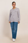 SILVER-ROUND NECK FULL SLEEVES CARDIGAN SWEATER (24X-051-66)