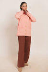 PEACH-ROUND NECK FULL SLEEVES CARDIGAN SWEATER (24X-052-66)