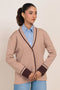 BEIGE-SHAWL COLLAR FULL SLEEVES CARDIGAN SWEATER (24X-057-66)