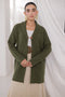 OLIVE-SHAWL COLLAR FRONT OPEN FULL SLEEVES CARDIGAN SWEATER (24X-069-66)