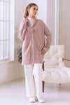 TEA-PINK-SHAWL COLLAR FRONT OPEN FULL SLEEVES CARDIGAN SWEATER (24X-069-66)