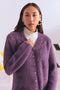 PURPLE V-NECK FULL SLEEVES CARDIGAN SWEATER (24X-074-66)