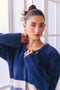 BLUE ROUND NECK FULL SLEEVES CARDIGAN SWEATER (24X-077-66)