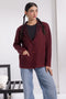 MAROON-NOTCHED COLLAR FULL SLEEVES CARDIGAN SWEATER (24X-088-66)