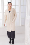 CREAM-V-NECK FULL SLEEVES CARDIGAN W-POCKET SWEATER (24X-109-66)