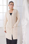 CREAM-V-NECK FULL SLEEVES CARDIGAN W-POCKET SWEATER (24X-109-66)