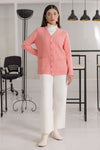 PINK-FULL SLEEVES V-NECK CARDIGAN SWEATER (24X-151-66)