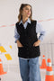 BLACK-SANDO V-NECK CARDIGAN SWEATER (24X-152-66)