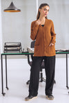 BROWN-FULL SLEEVES V-NECK CARDIGAN SWEATER (24X-153-66)