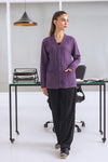 MAUVE-FULL SLEEVES V-NECK CARDIGAN SWEATER (24X-153-66)