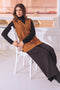 BROWN-SANDO V-NECK CARDIGAN SWEATER (24X-154-66)