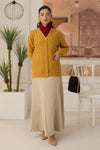 MUSTARD-FULL SLEEVES V-NECK CARDIGAN SWEATER (24X-155-66)