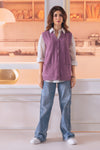 LAVENDER-SANDO V-NECK CARDIGAN SWEATER (24X-158-66)