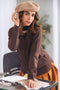 BROWN-FULL SLEEVE V-NECK-CARDIGAN SWEATER (24X-165-66)