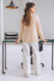 BEIGE-ROUND NECK FULL SLEEVE CARDIGAN SWEATER  (24X-167-66)