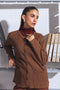 BROWN-ROUND NECK FULL SLEEVE CARDIGAN SWEATER  (24X-167-66)