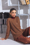 BROWN-ROUND NECK FULL SLEEVE CARDIGAN SWEATER  (24X-167-66)