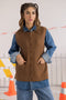 BROWN-ROUND NECK SANDO CARDIGAN SWEATER  (24X-168-66)