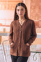 BROWN-FULL SLEEVES V-NECK CARDIGAN SWEATER (24X-175-66)