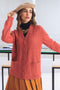 RUST-FULL SLEEVES V-NECK CARDIGAN SWEATER (24X-177-66)