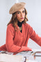 RUST-FULL SLEEVES V-NECK CARDIGAN SWEATER (24X-177-66)