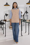 BEIGE-ROUND-NECK SANDO CARDIGAN SWEATER (24X-180-66)