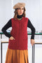 MAROON-ROUND-NECK SANDO CARDIGAN SWEATER (24X-180-66)