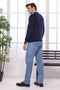 DN-BLUE-V-NECK FULL SLEEVES SWEATER (505-15)