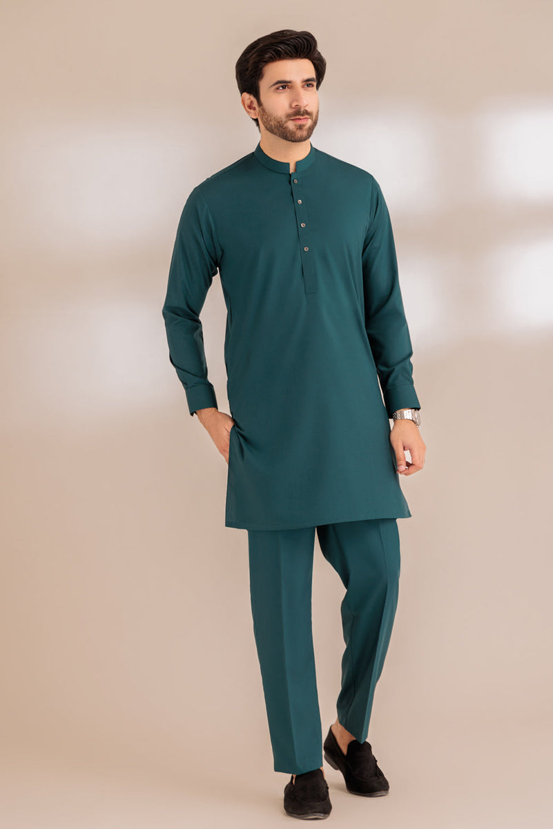 EMERALD-BLENDED-Kurta Pajama Trouser - (KSS23-034)– Bonanza Satrangi