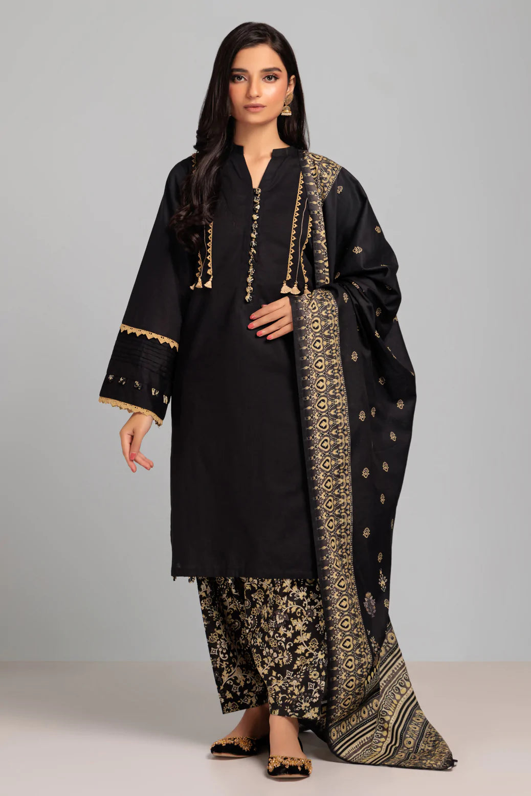 Black khaddar sales suit